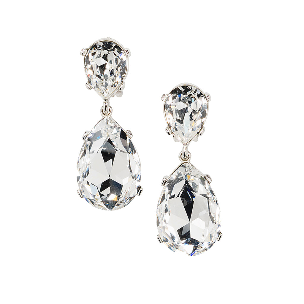 Crystal Teardrop Pierced or Clip Earring