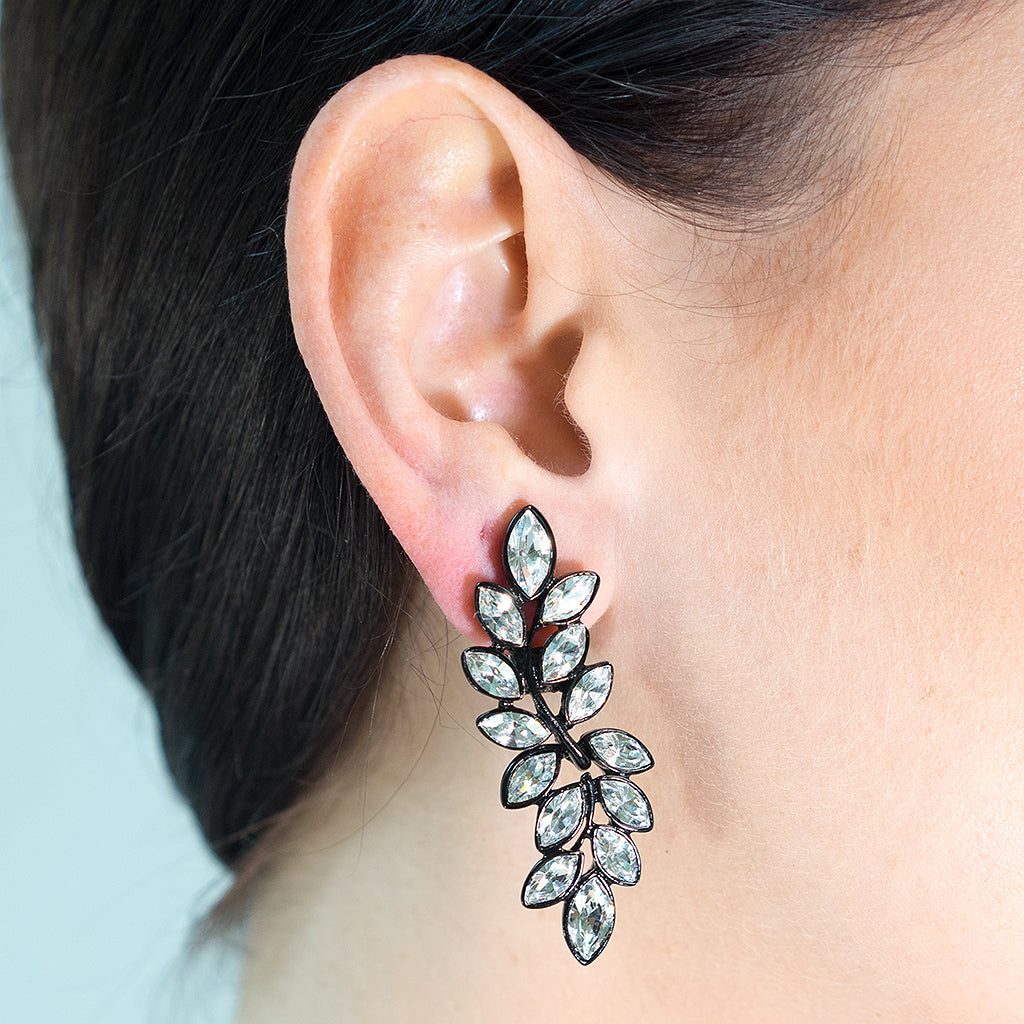 Crystal Leaf Drop Earrings