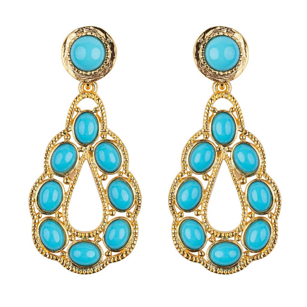 Turquoise Cabochon Drop Pierced Earrings