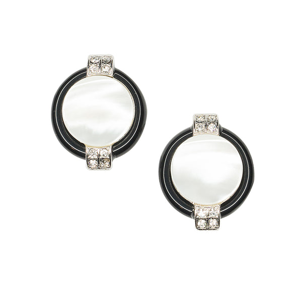 Mother Of Pearl Art Deco Clip Earrings