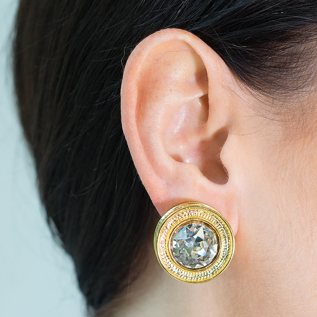 Jackie Kennedy Onassis Button Clip-On Earrings