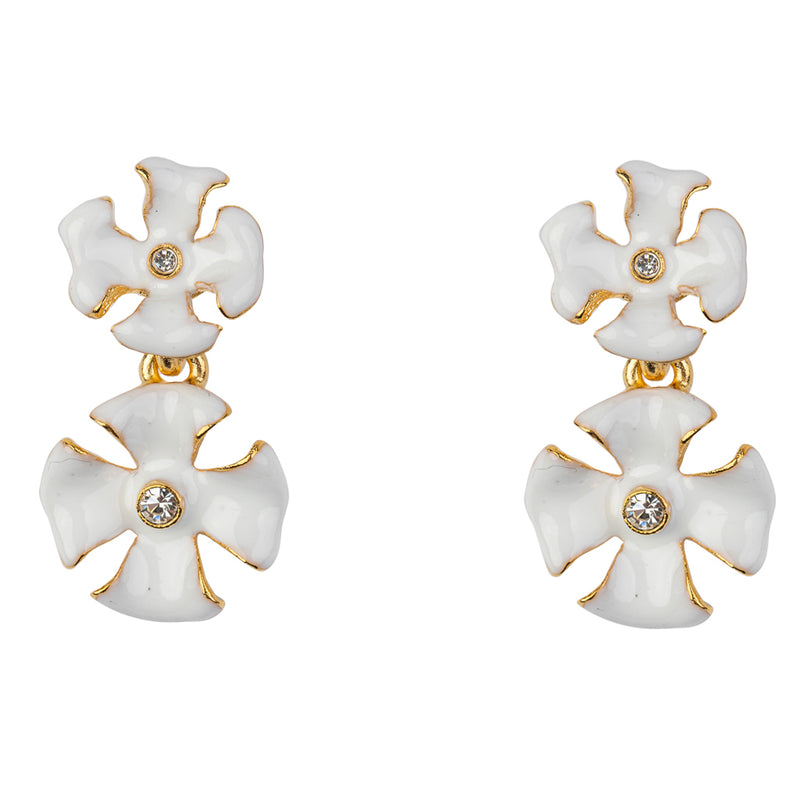 White Small and Large Flower Earring