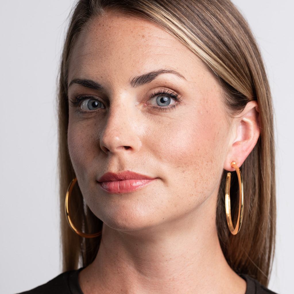 Polished Gold Hoop Pierced Earrings