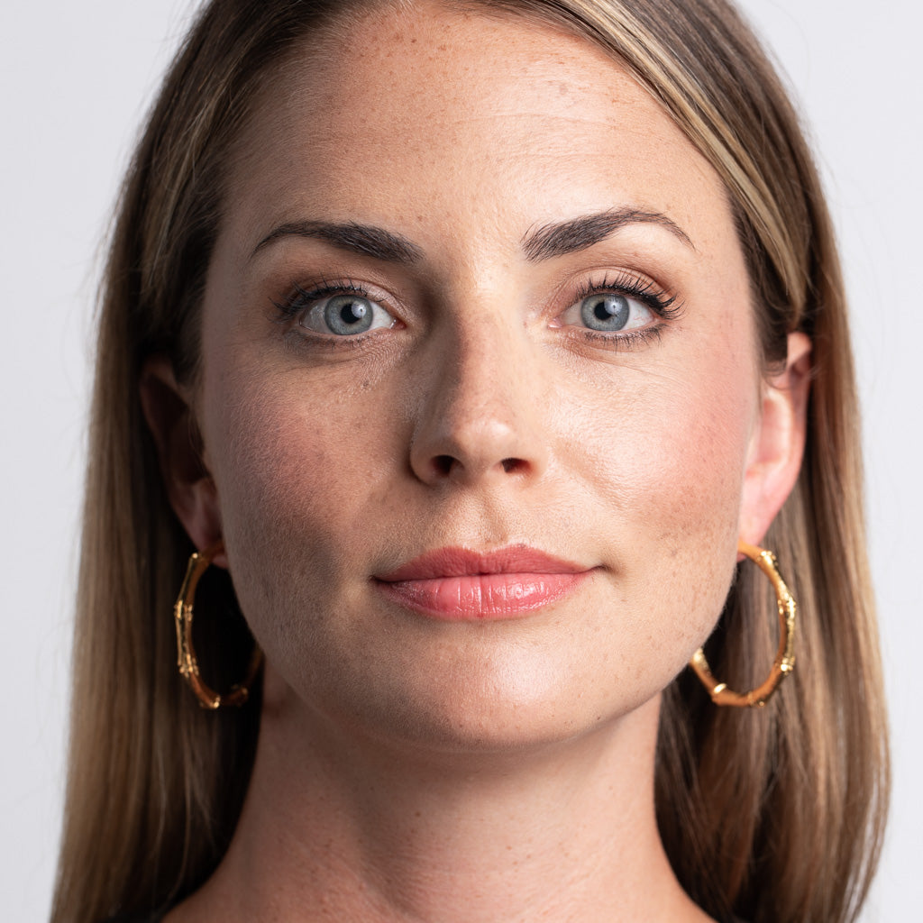 Medium Gold Bamboo Hoop Clip-On Earrings