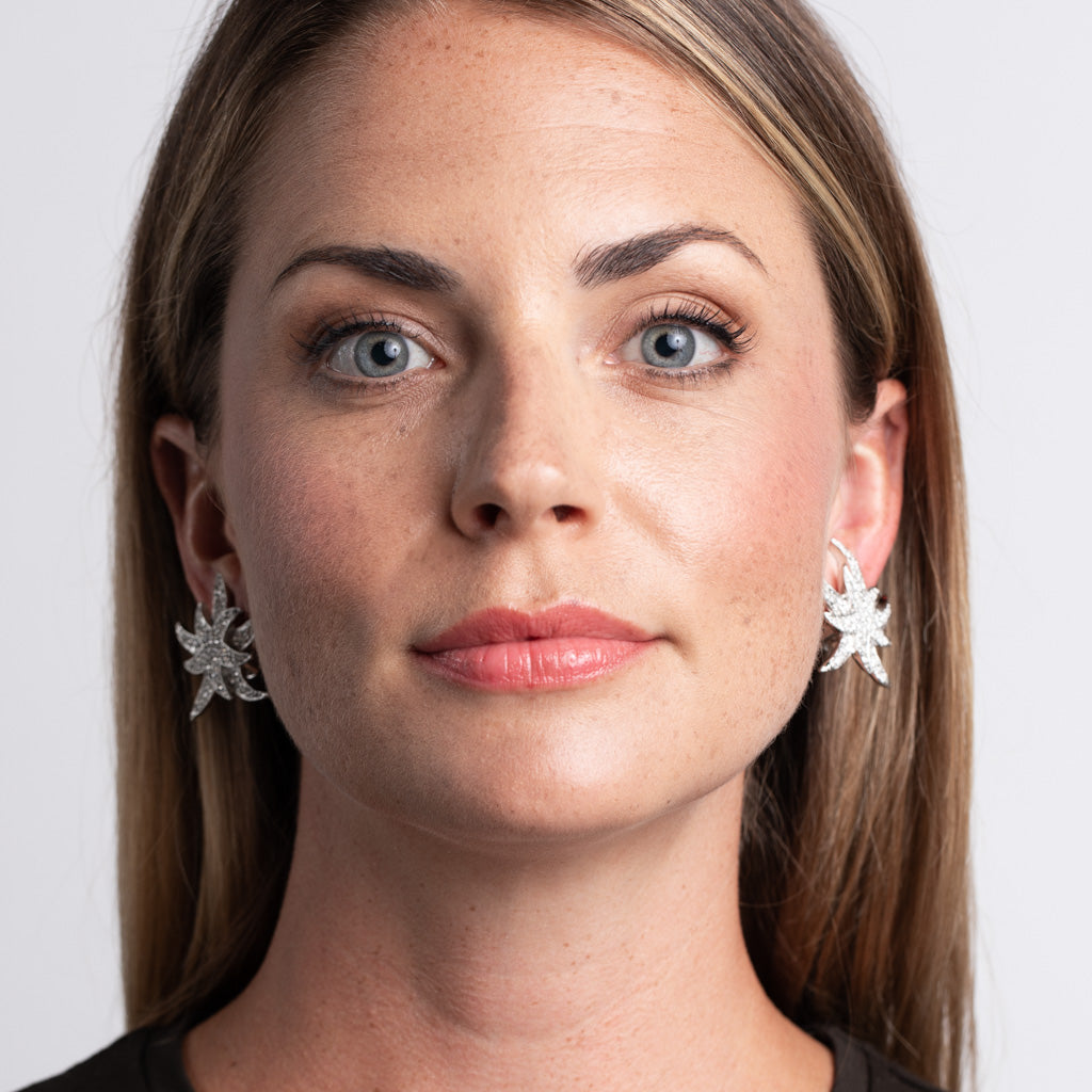 Rhinestone Double Star Clip Earrings