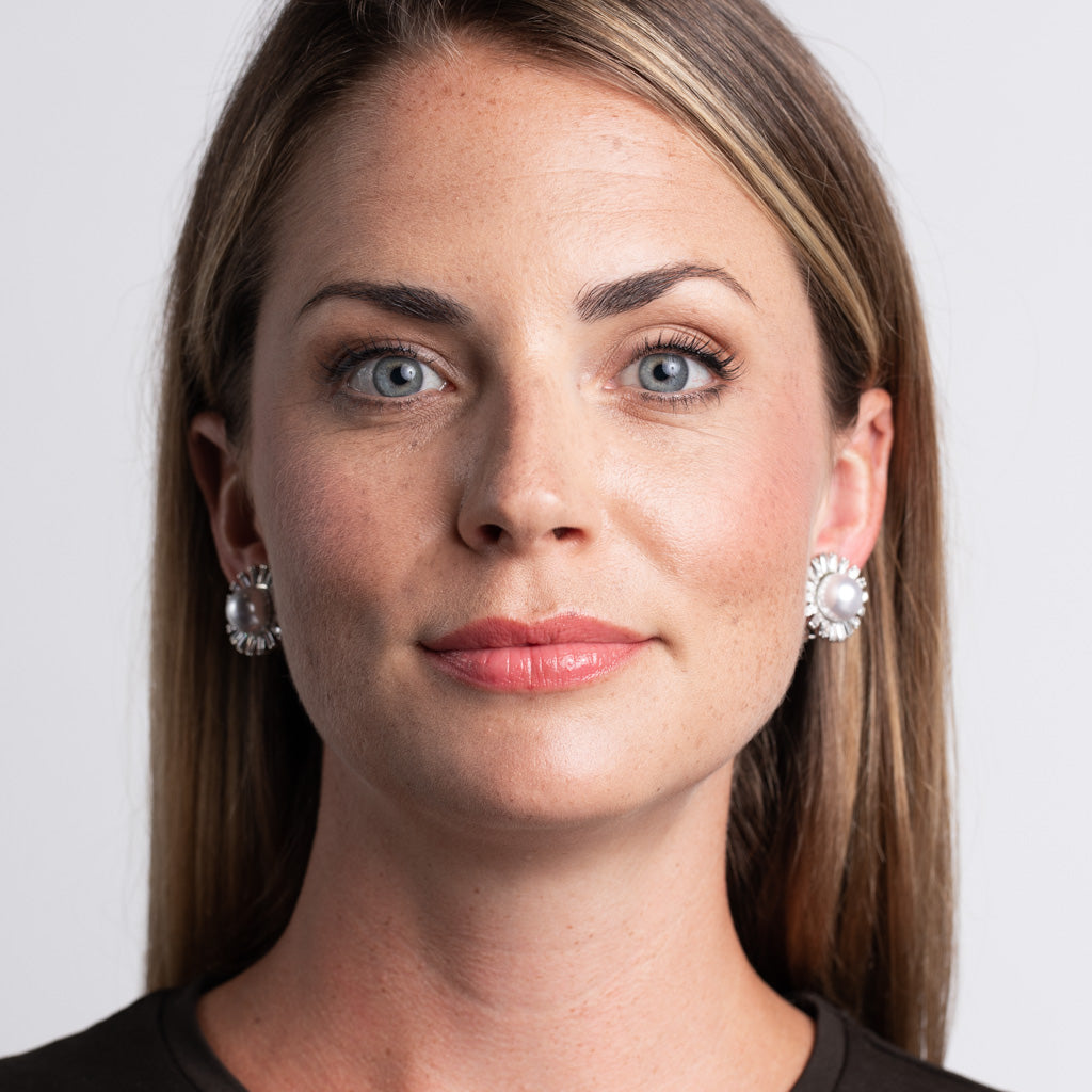 Pearl Ball Sunburst Clip Earrings