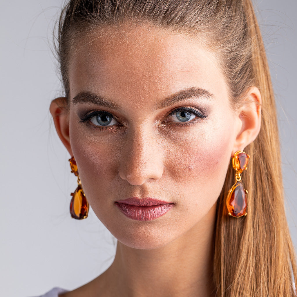 Topaz and Gold Teardrop Earrings