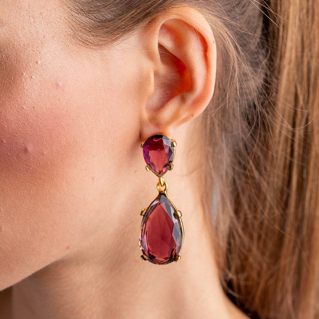 Amethyst and Gold Teardrop Earrings