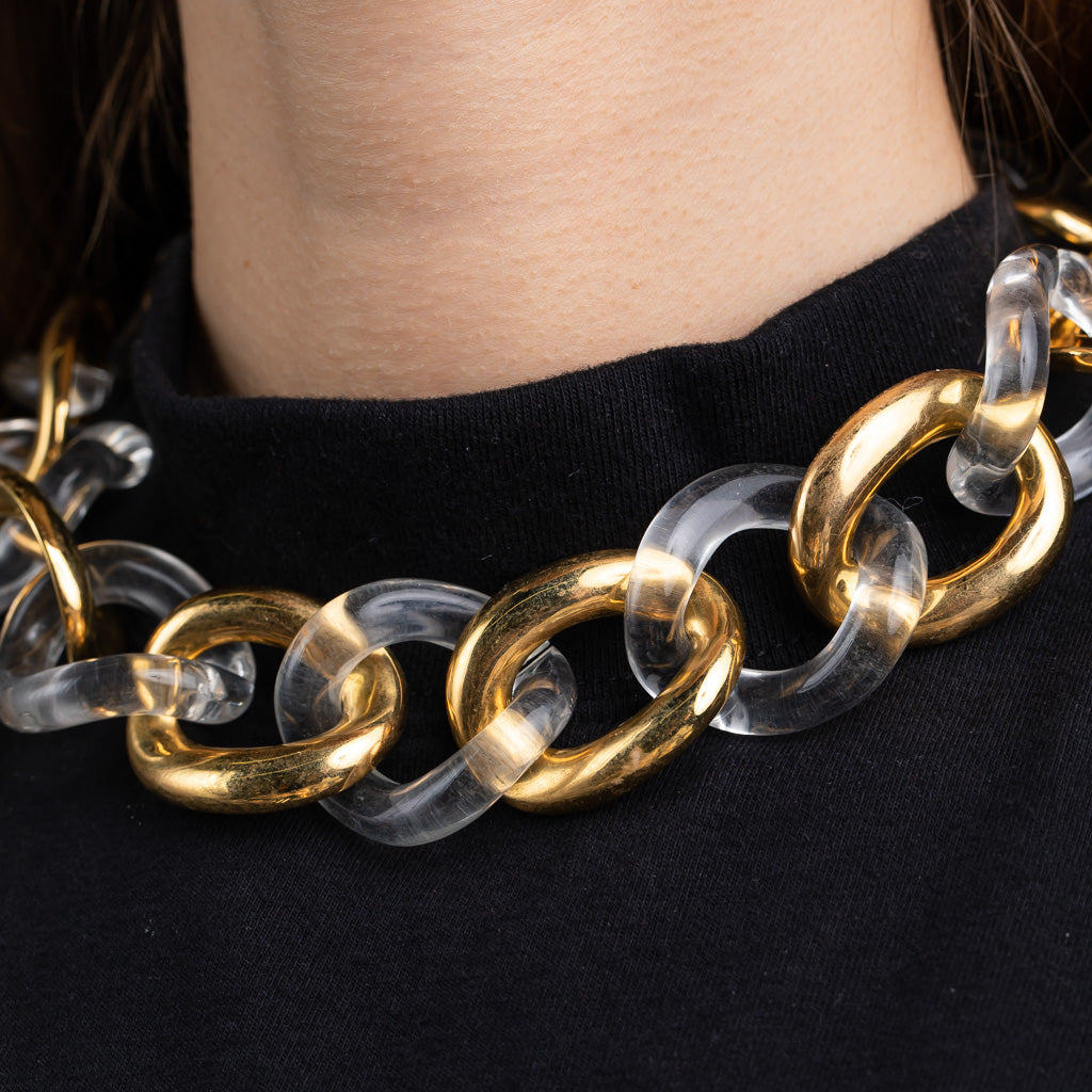 KENNETH JAY LANE (KJL) White Cream Lucite Gold Linked Chain Necklace or Belt Amazon.com: Kenneth Jay Lane Women main image 3