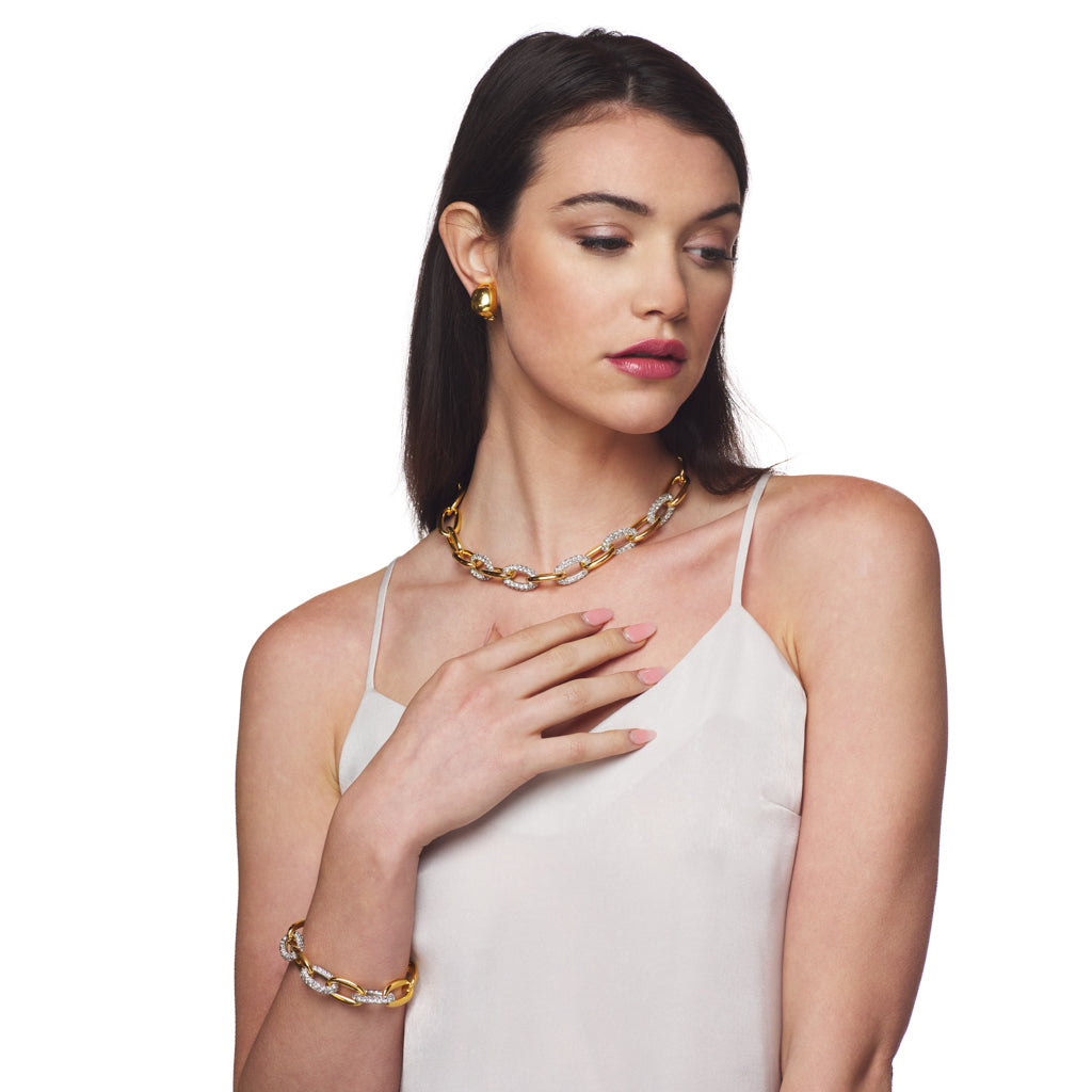 Gold & Silver Crystal Link Necklace