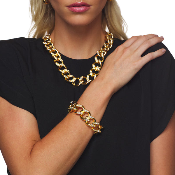 Gold and Crystal Link Bracelet