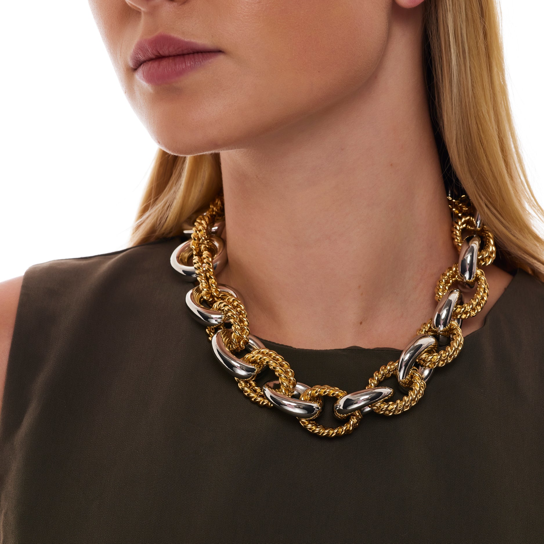 Gold Double Twist Links Necklace –