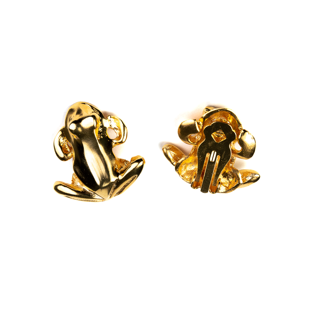 Gold Frog Clip Earrings