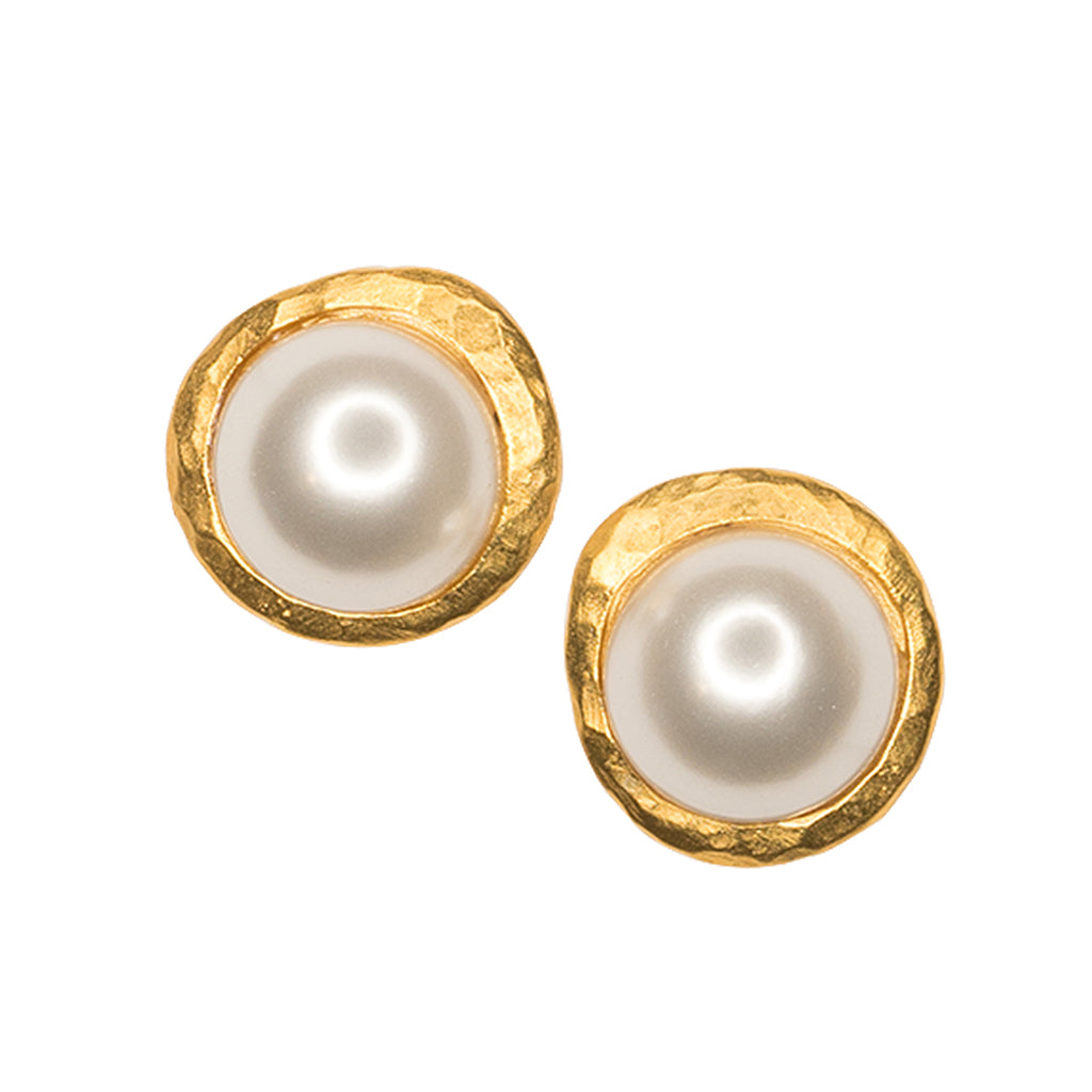 Pearl Button Earrings