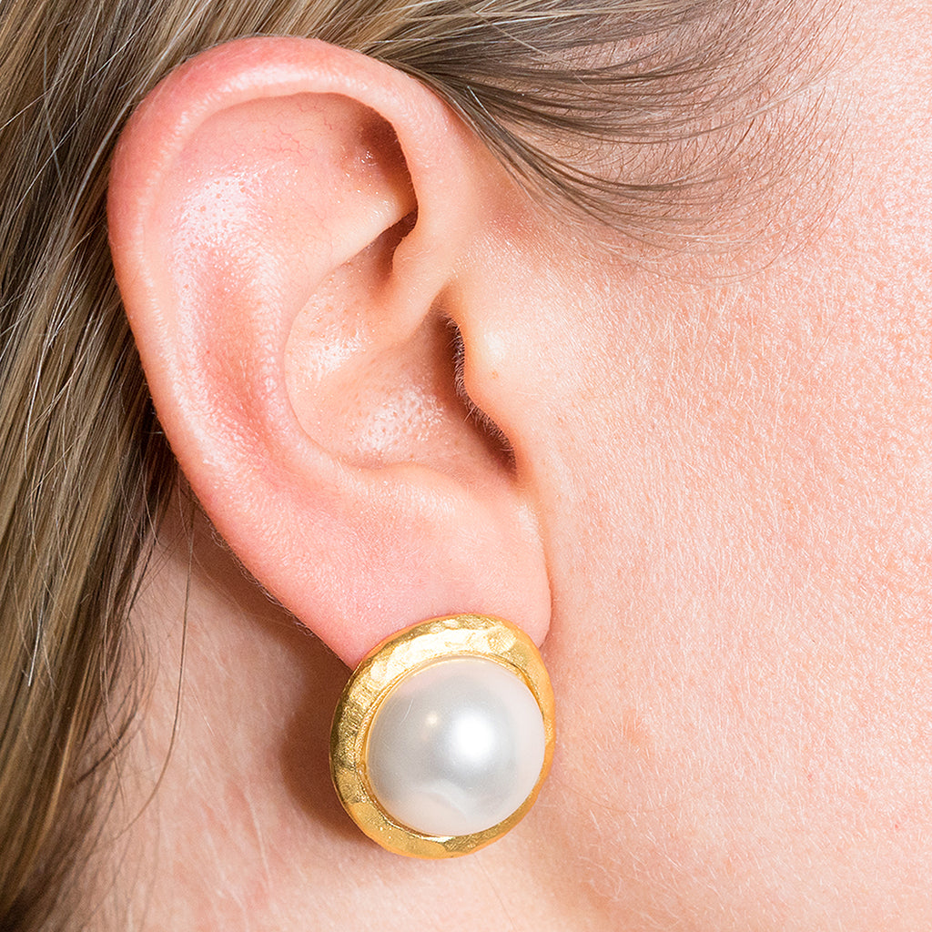Pearl Button Earrings