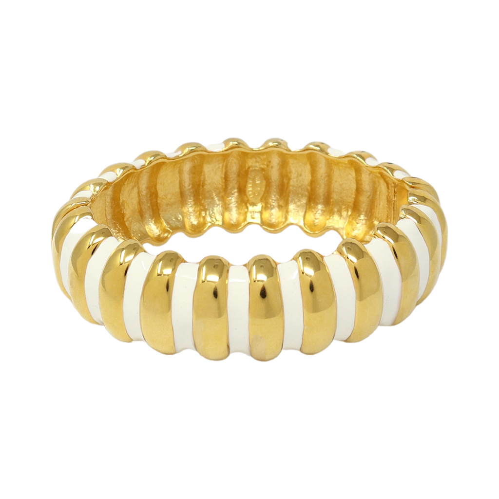 White Enamel Ribbed Bracelet