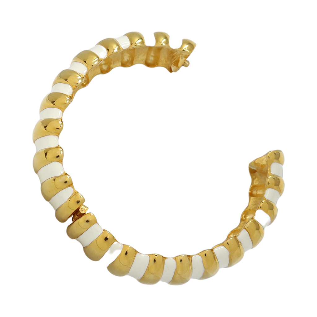 White Enamel Ribbed Bracelet