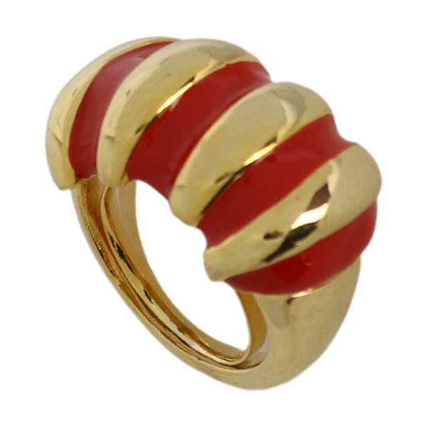 Red Enamel Shrimp Adjustable Ring
