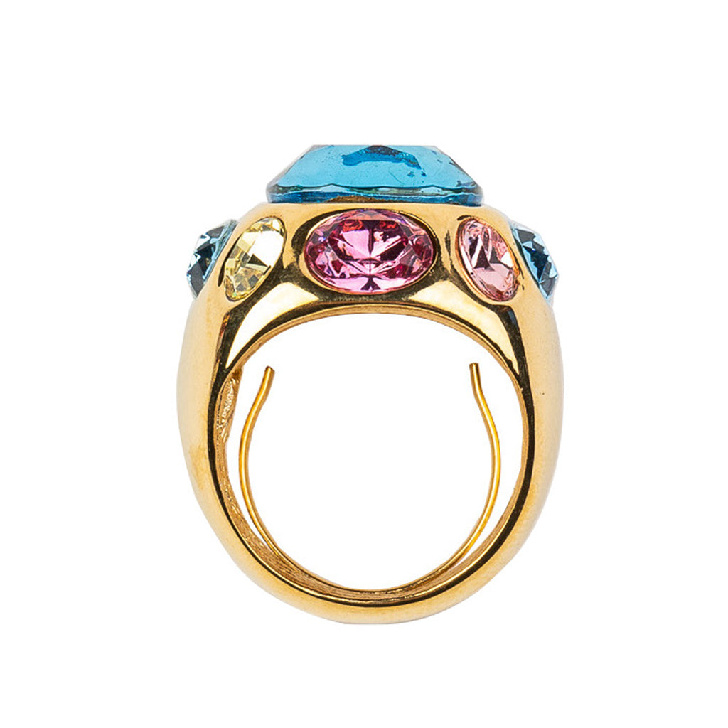Aqua Gemstone Adjustable Ring