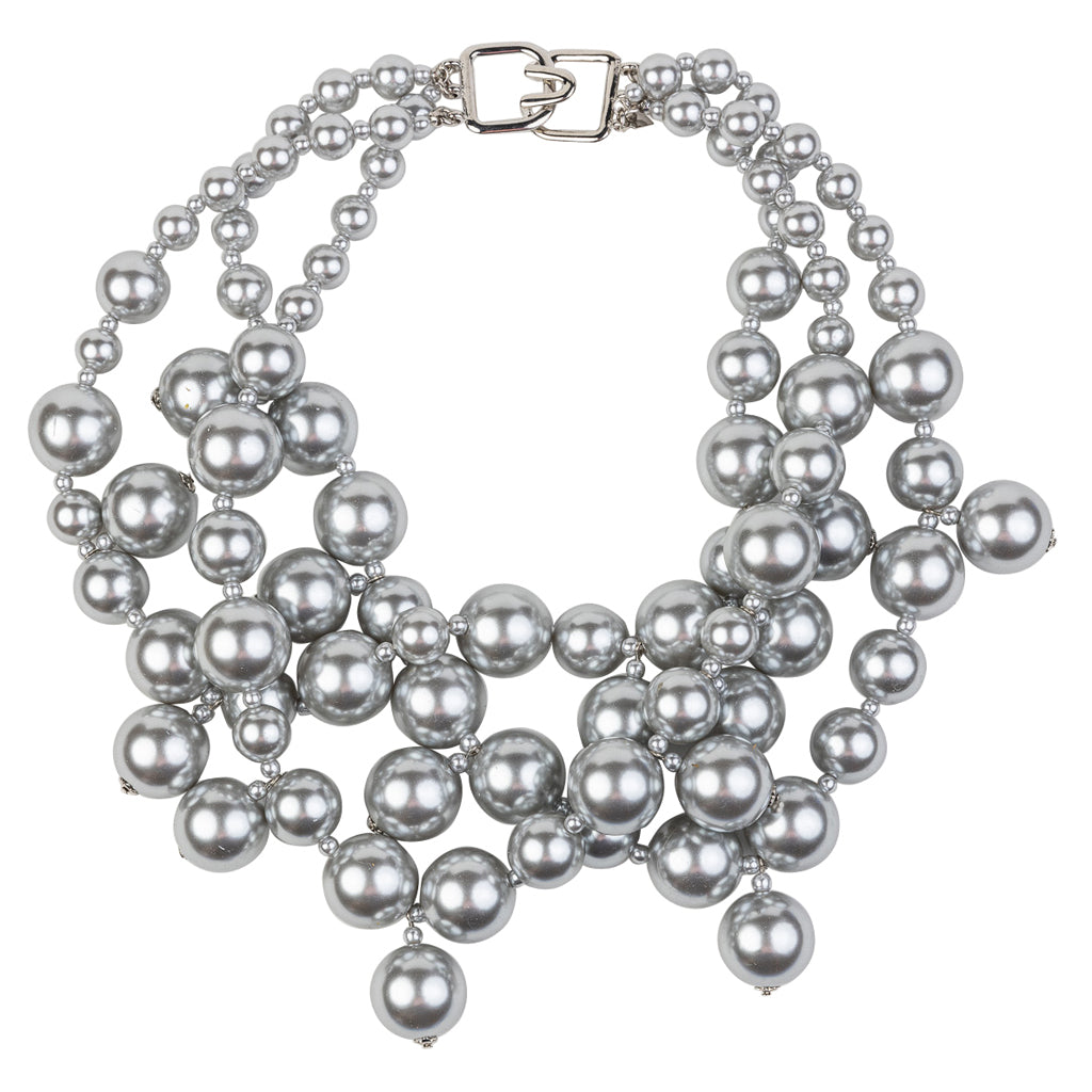 Kenneth Jay high quality Lane Pearl Set Necklace & Bracelet Champagne Fancy Crystal Clasp 19