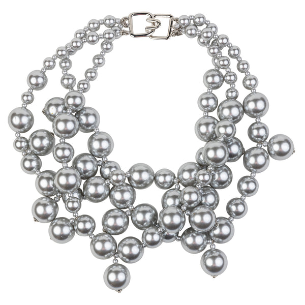 Light Grey Pearl Cluster Necklace