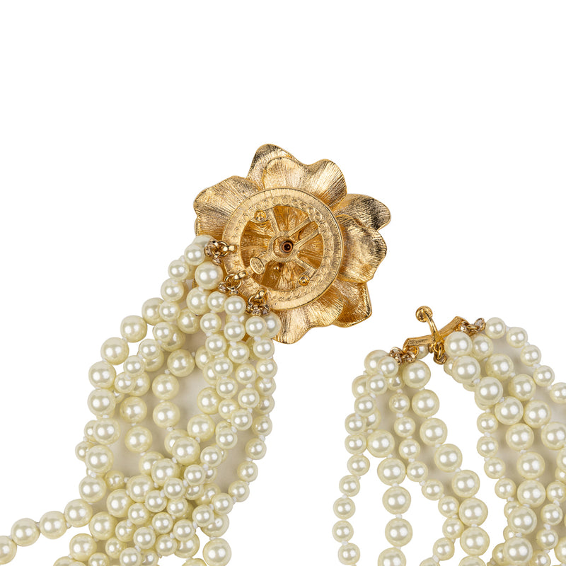 Magnolia Flower Pearl Necklace