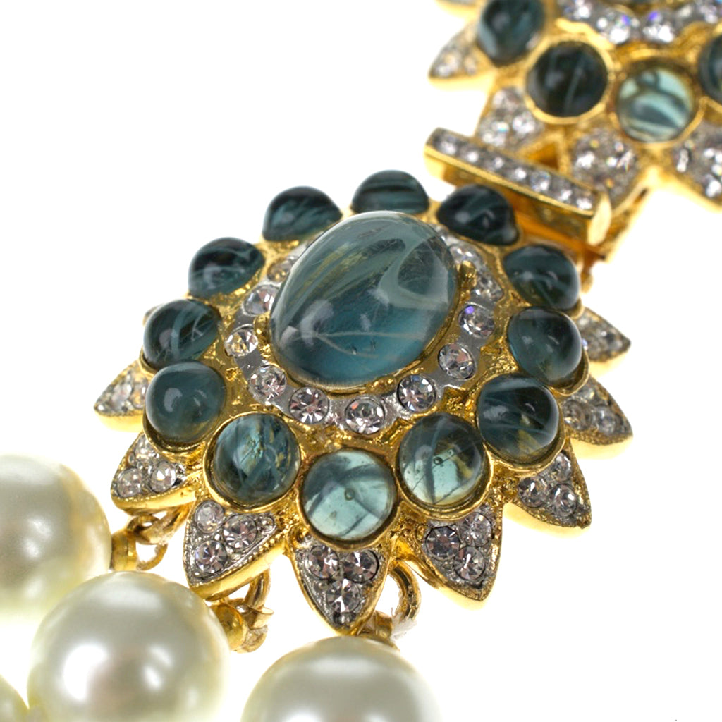 Barbara Bush Pearl & Sapphire Clasp Necklace