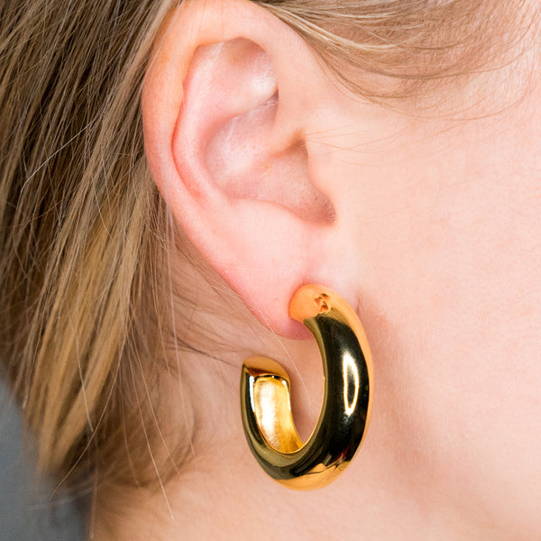 Polished Gold Tube Hoop Earrings