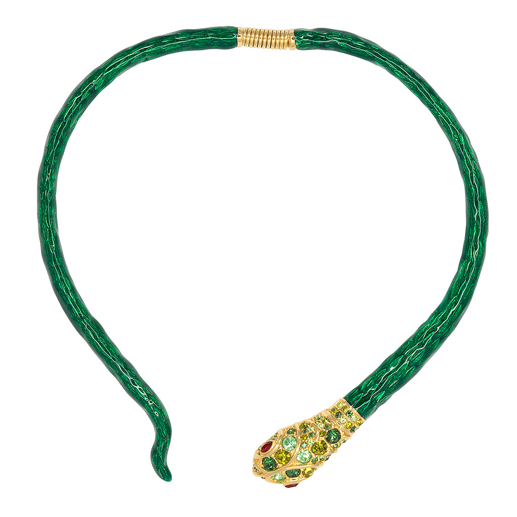 Crystal and Emerald Snake Bracelet
