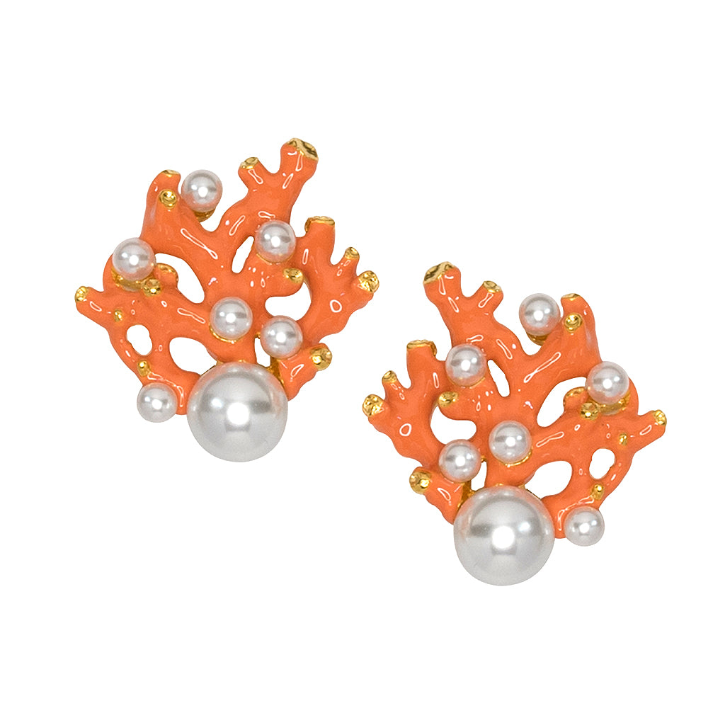 Coral & Pearl Dot Clip Earrings – KennethJayLane.com