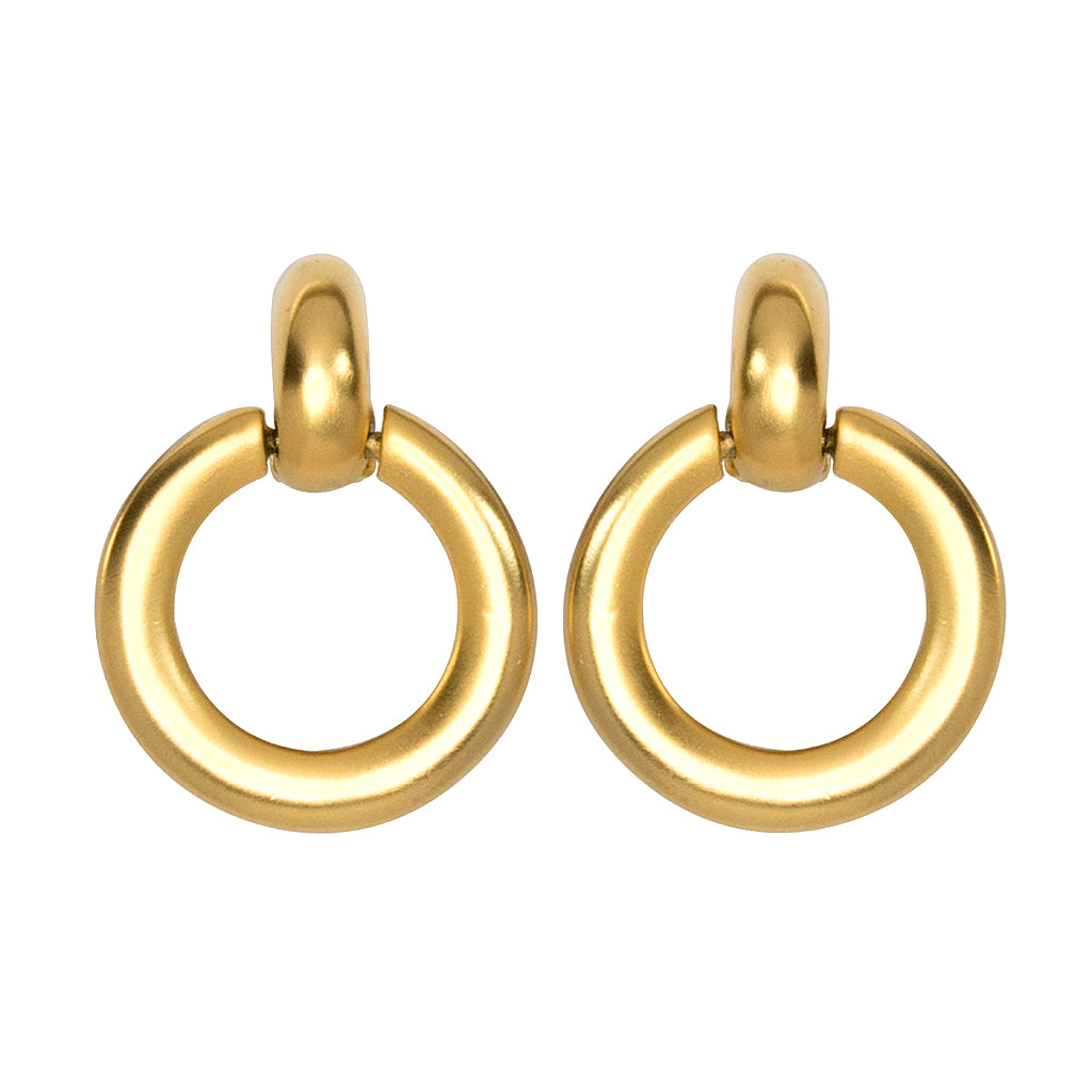 Satin Gold Doorknocker Clip Earrings1