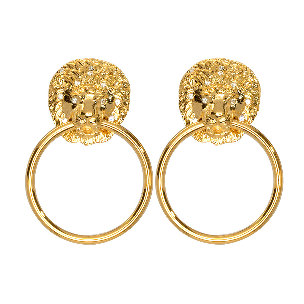 Lion Head Doorknocker Pierced or Clip Earrings
