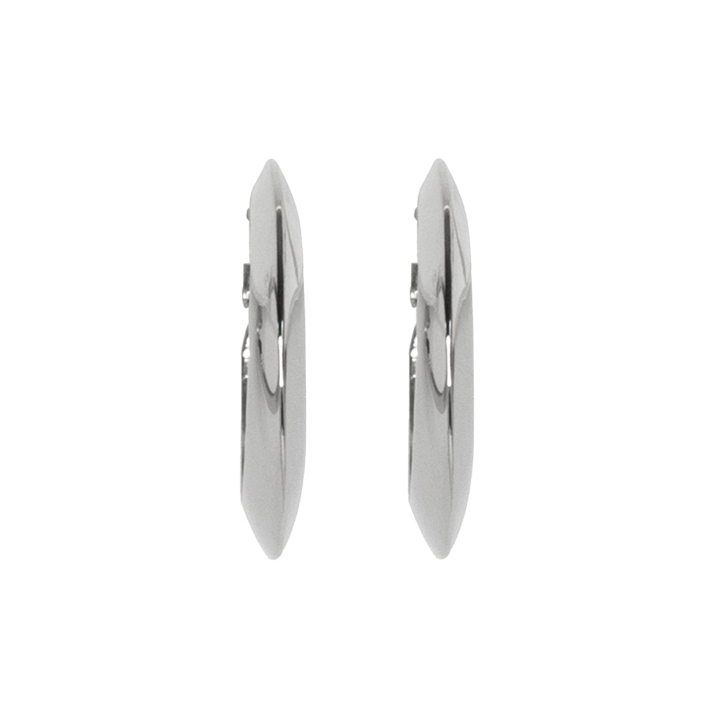 Polished Silver Tapered Hoop Clip Earrings