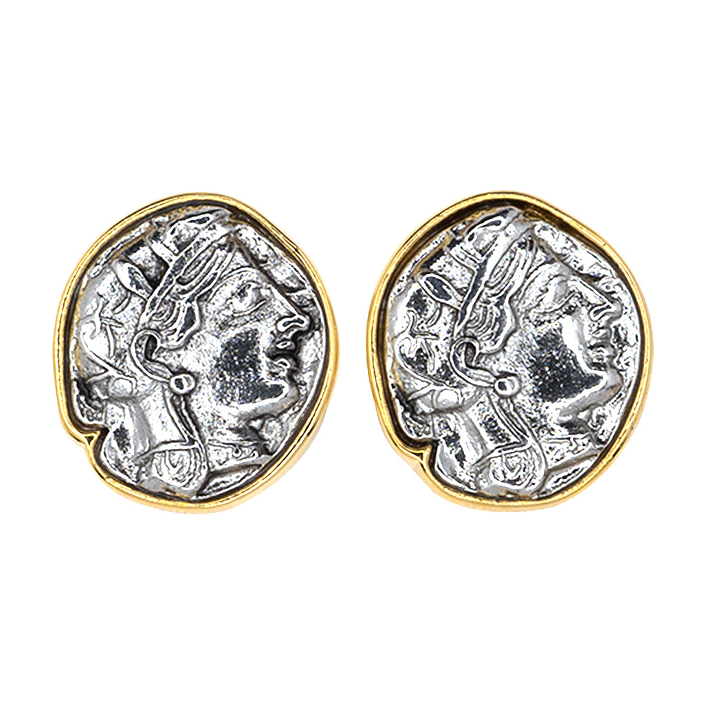 Large Gold Silver Coin Clip Earrings