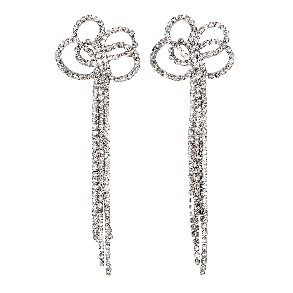 Crystal Bow Drop Earrings