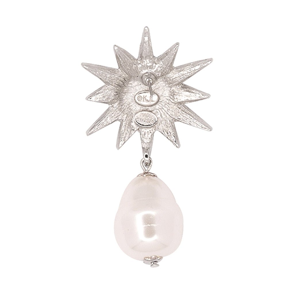 Starburst And Baroque Pearl Pierced Earrings