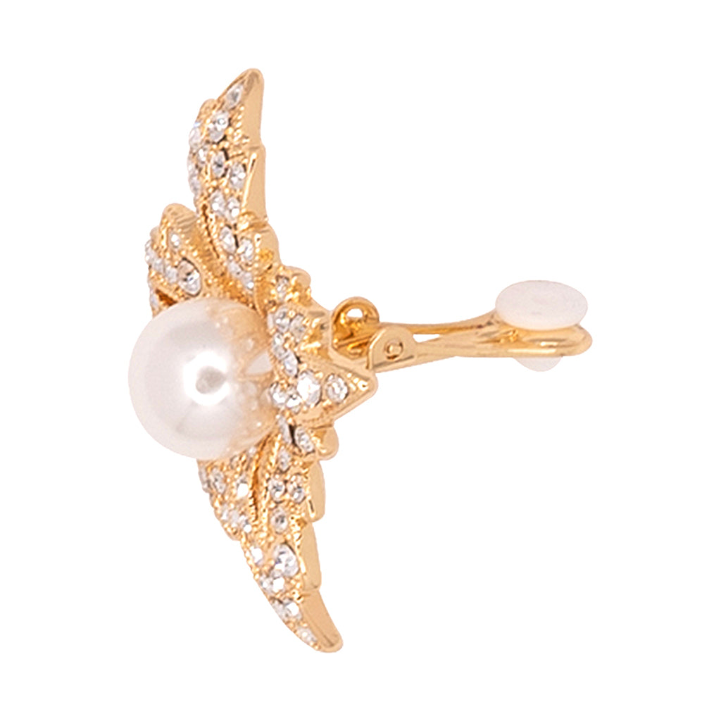 Flower Pearl Clip Earrings