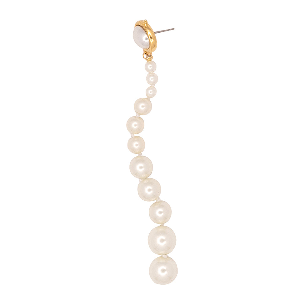 Long Drop Pearl Pierced Earrings