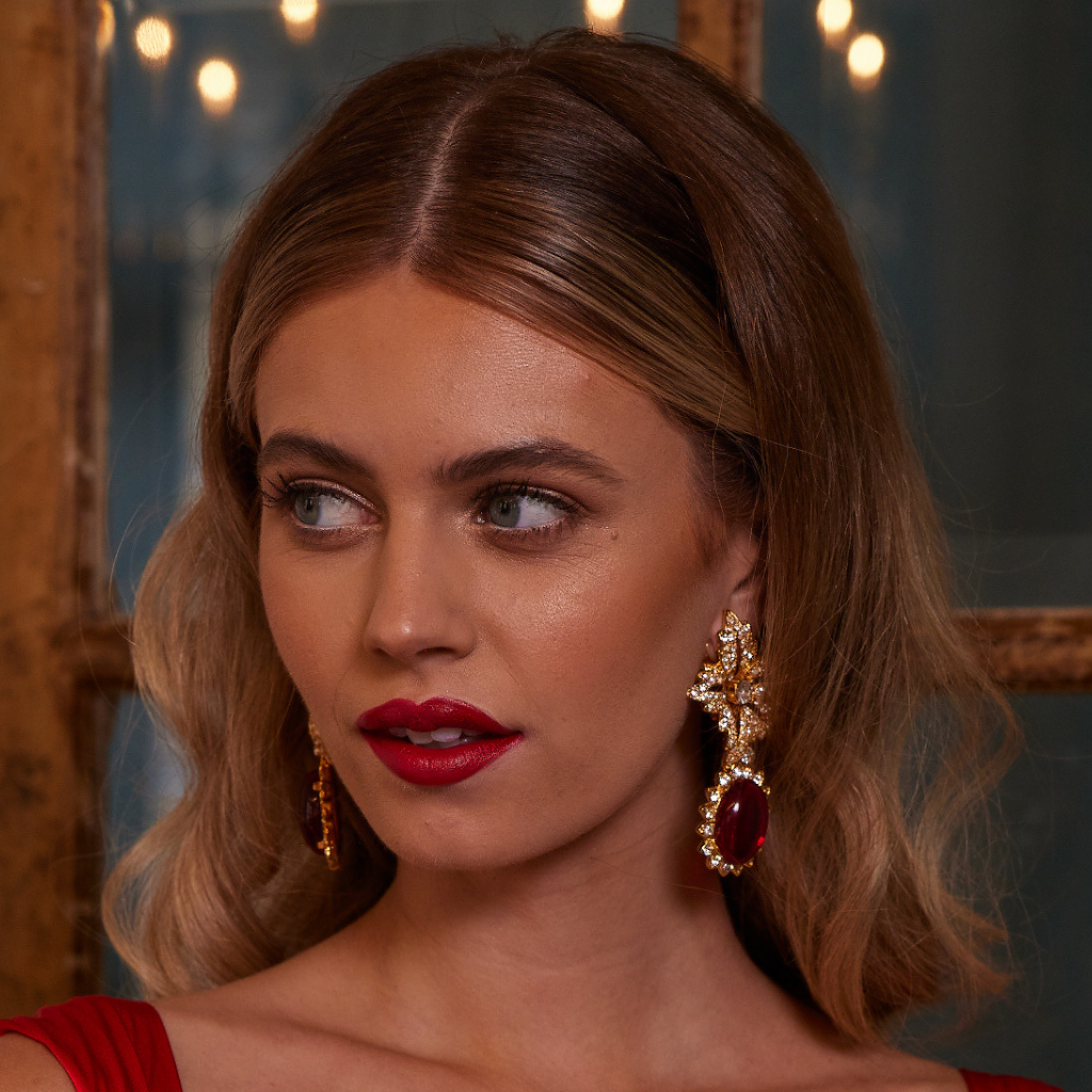 Jackie Kennedy Onassis Ruby Drop Clip-On Earrings