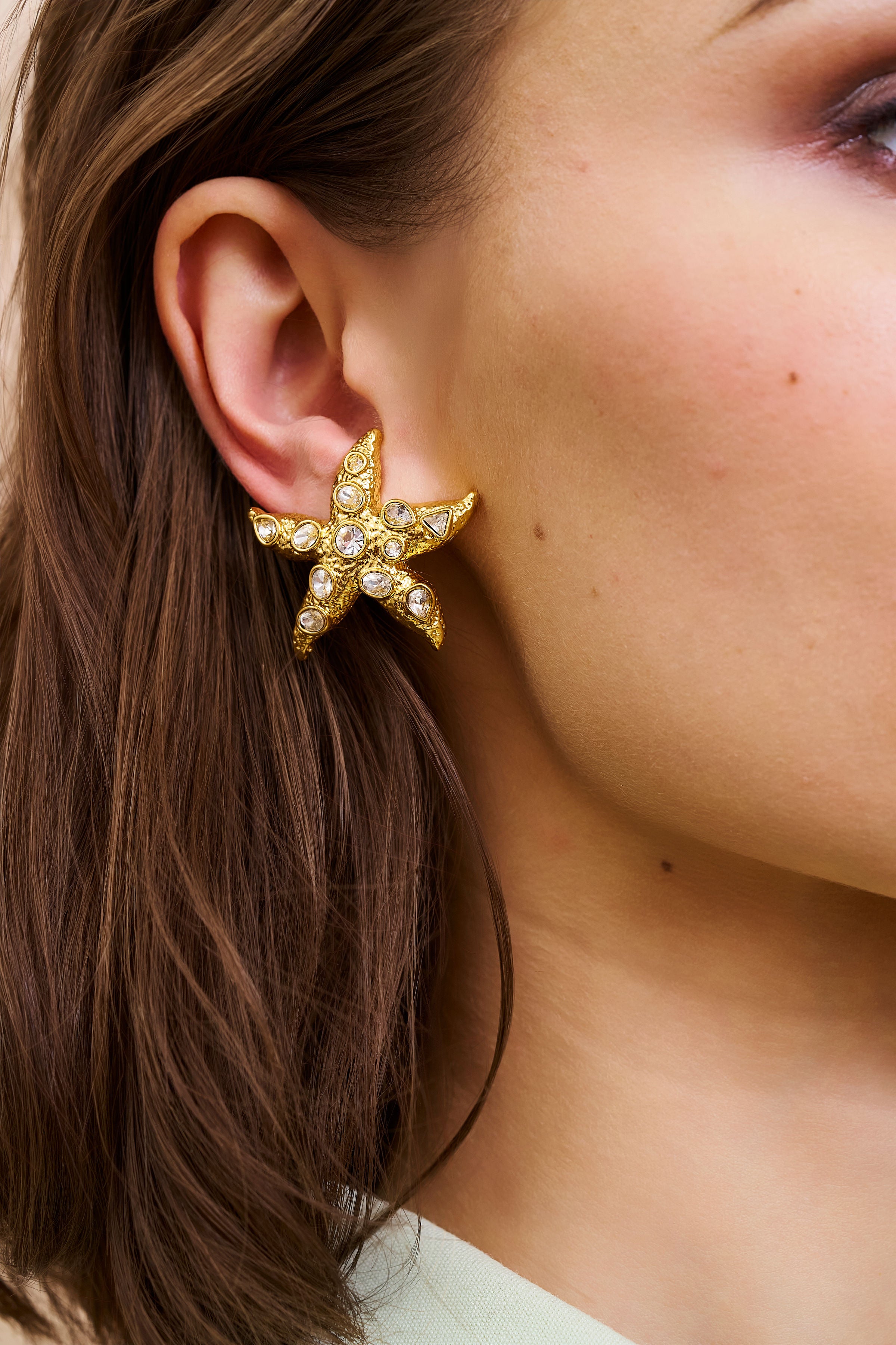 Crystal Starfish Clip-On Earrings