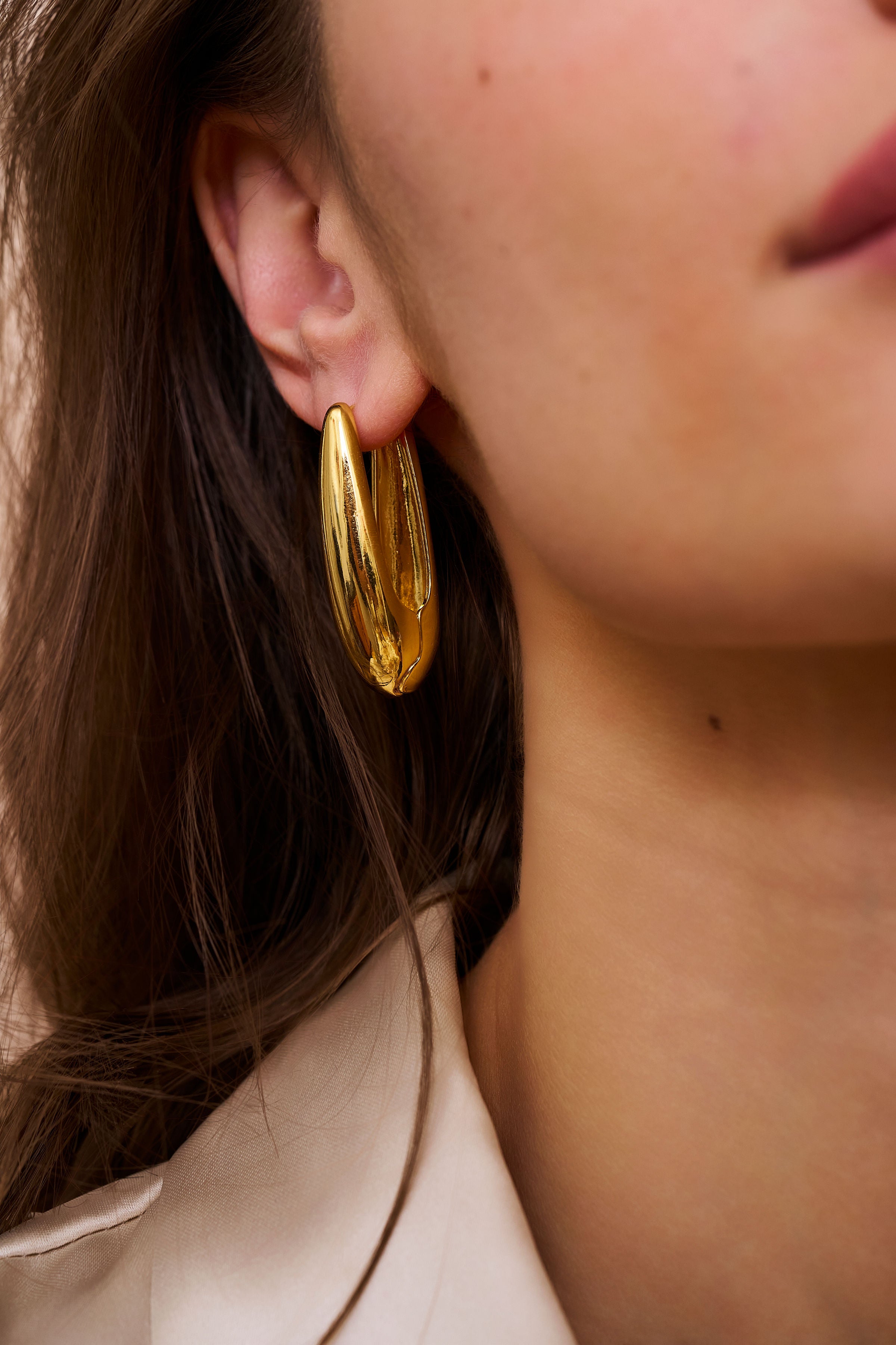 Gold "U" Pierced Earrings