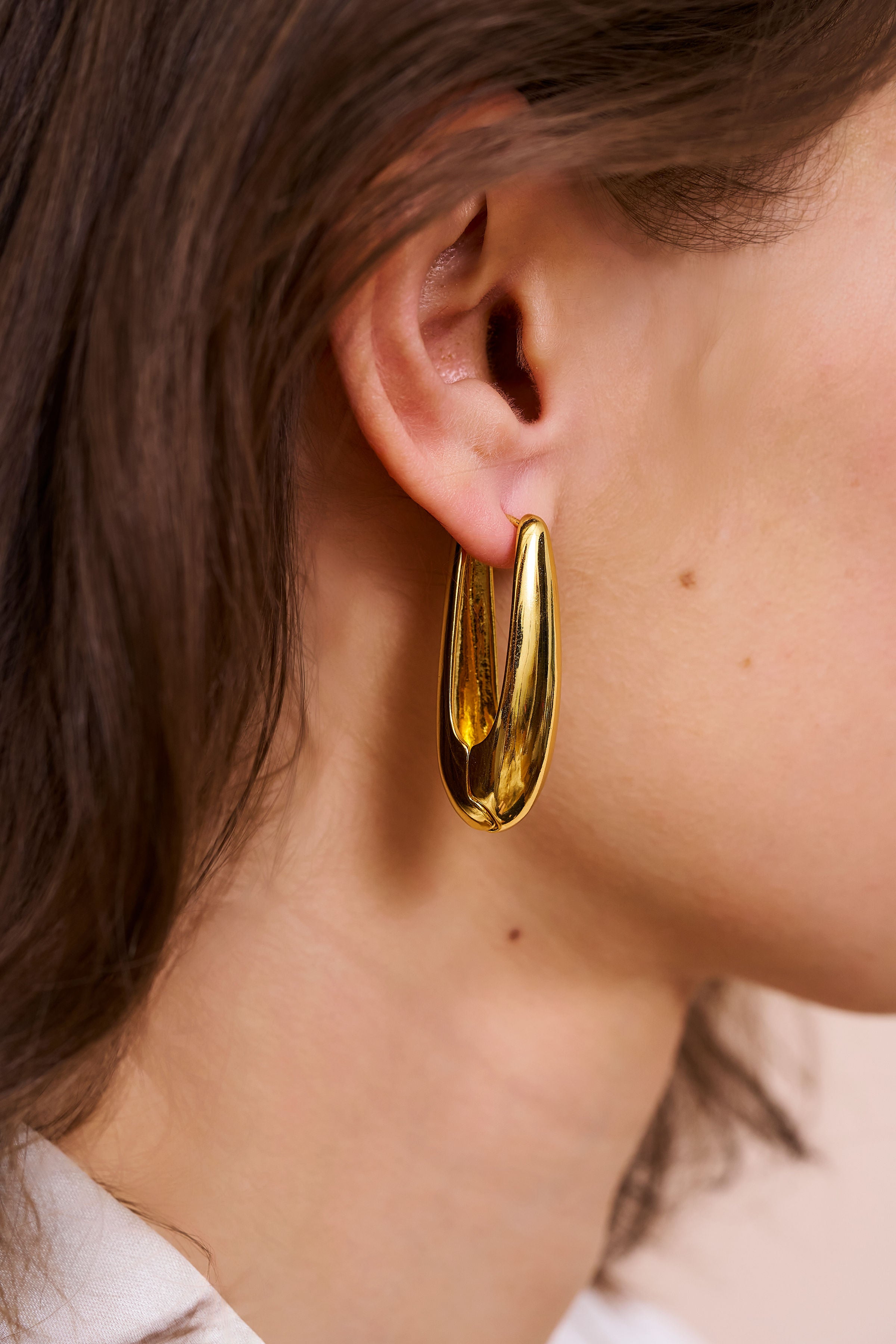 Gold "U" Pierced Earrings