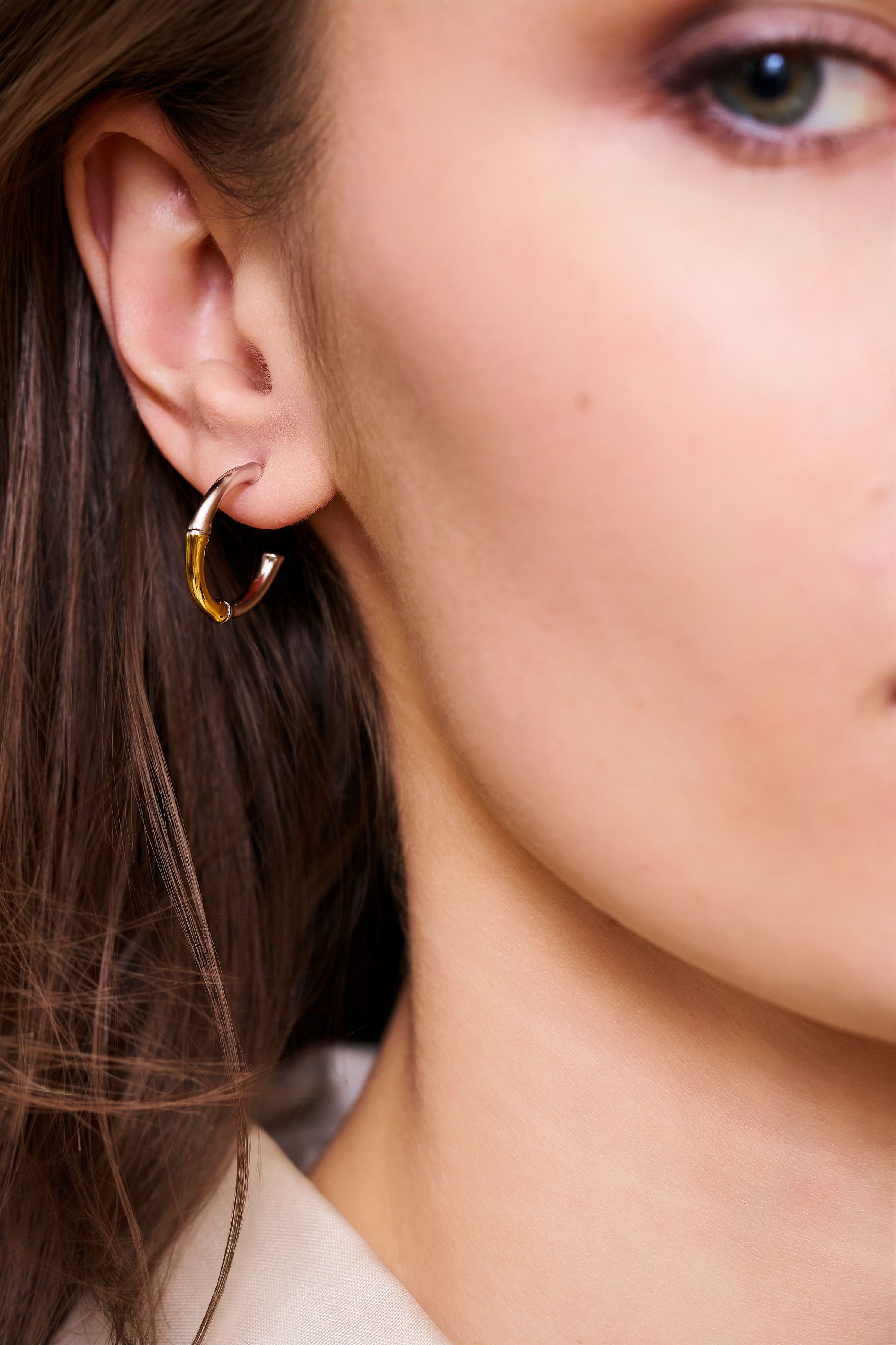 Bamboo Pierced Hoop Earrings