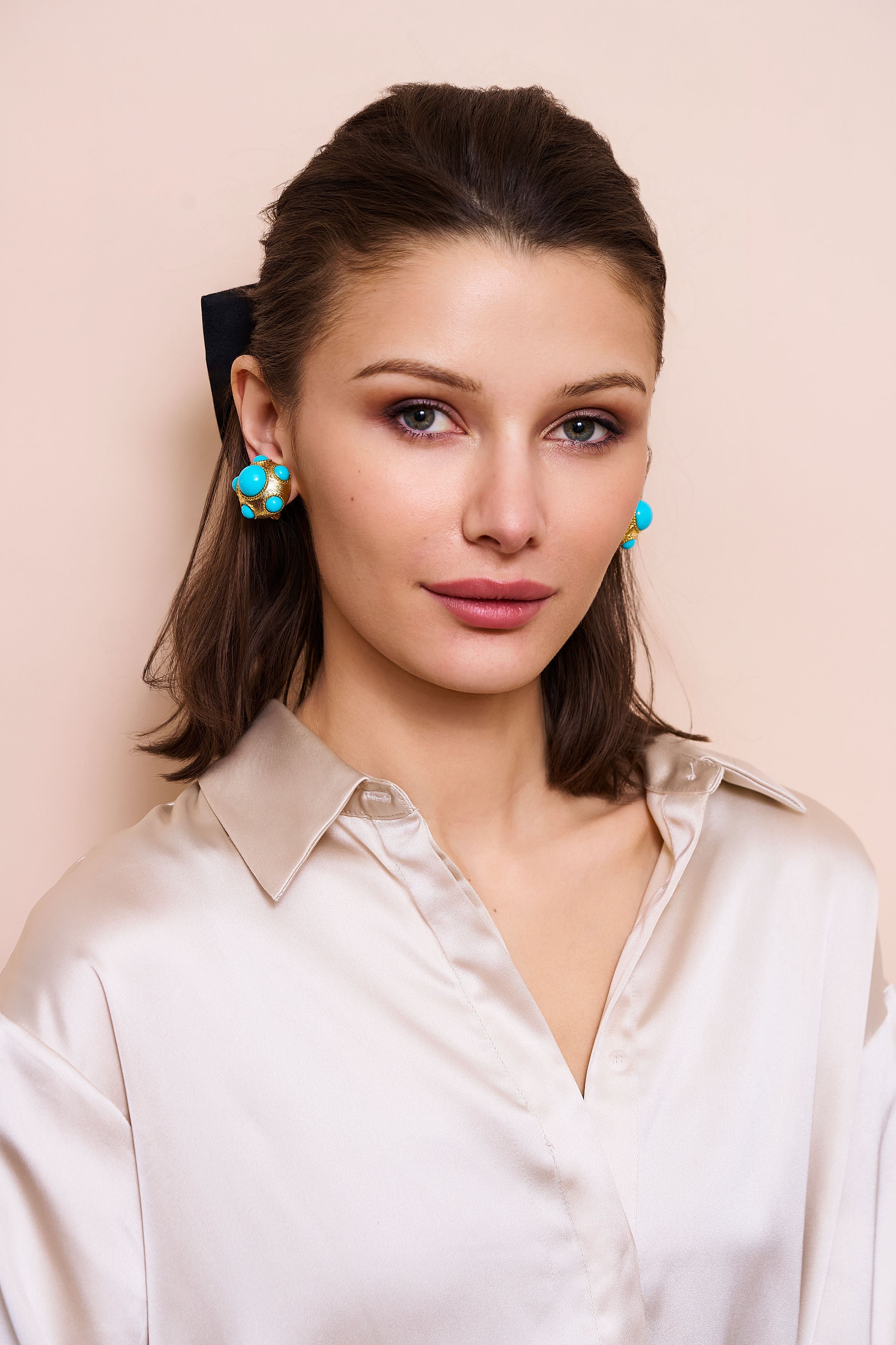 Turquoise Cabochon Clip-On Earrings