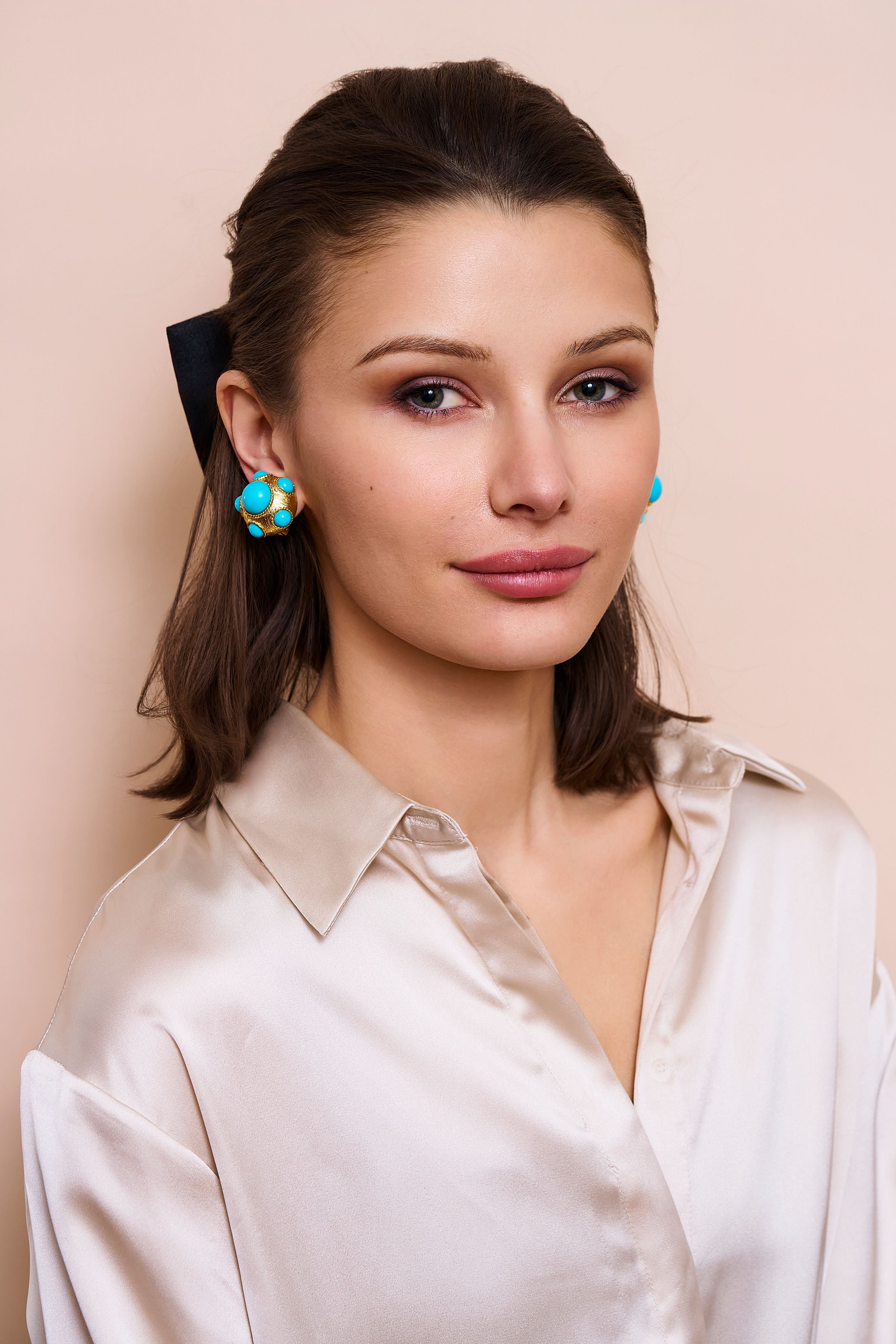 Turquoise Cabochon Clip-On Earrings