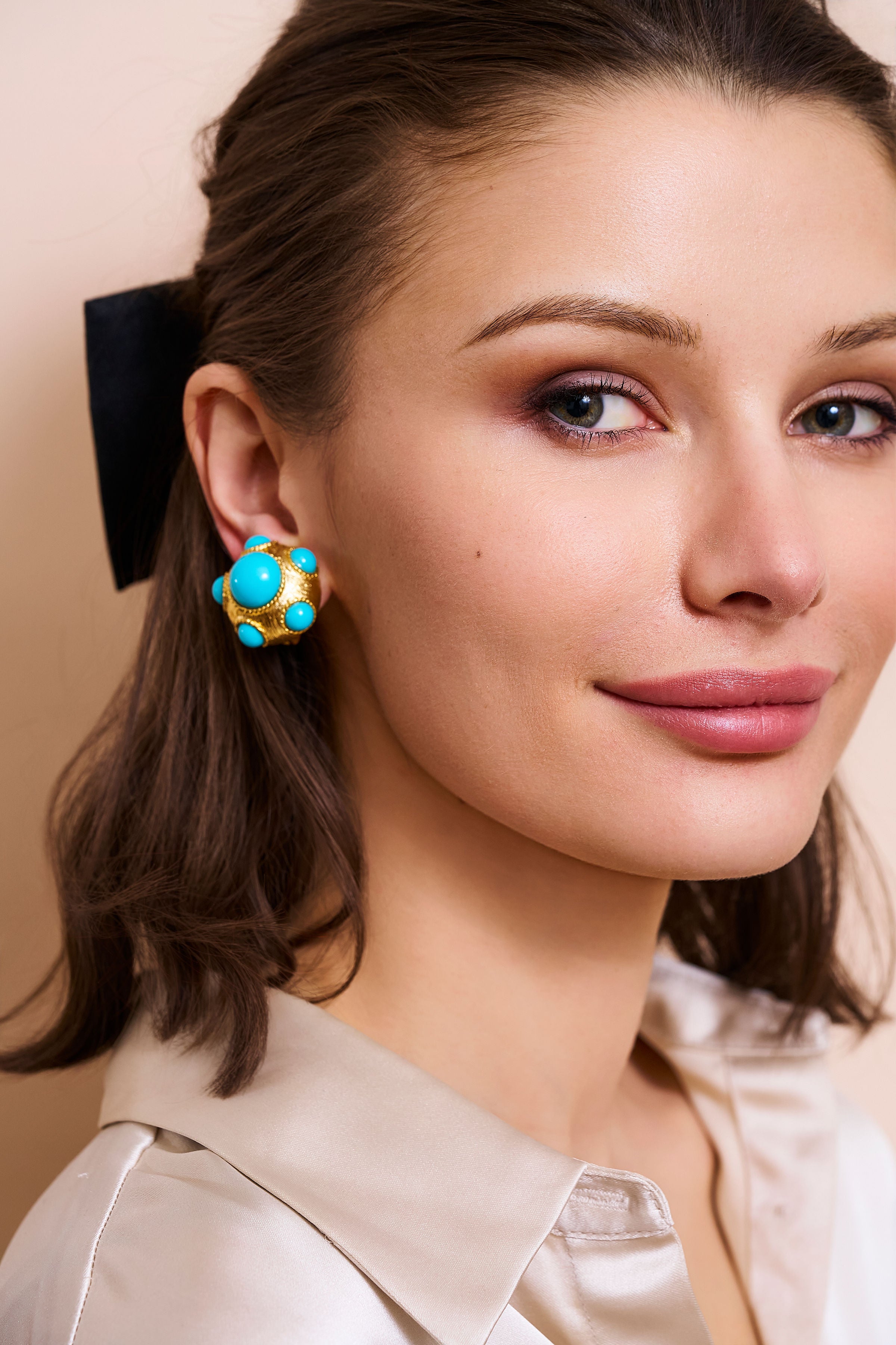 Turquoise Cabochon Clip-On Earrings