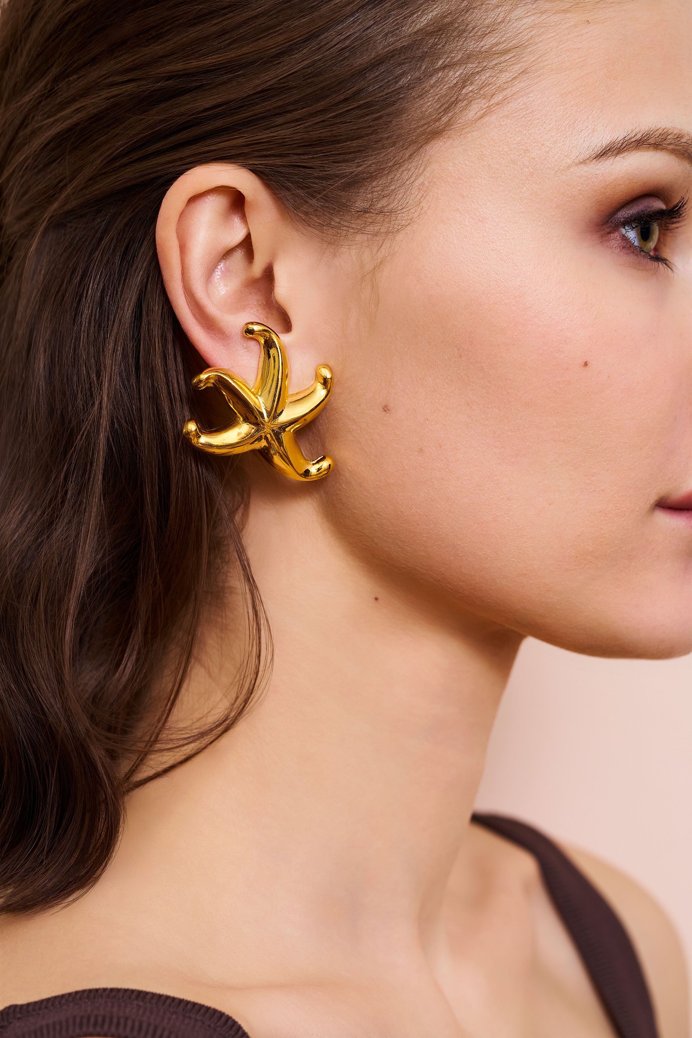 Gold Starfish Clip-On Earrings