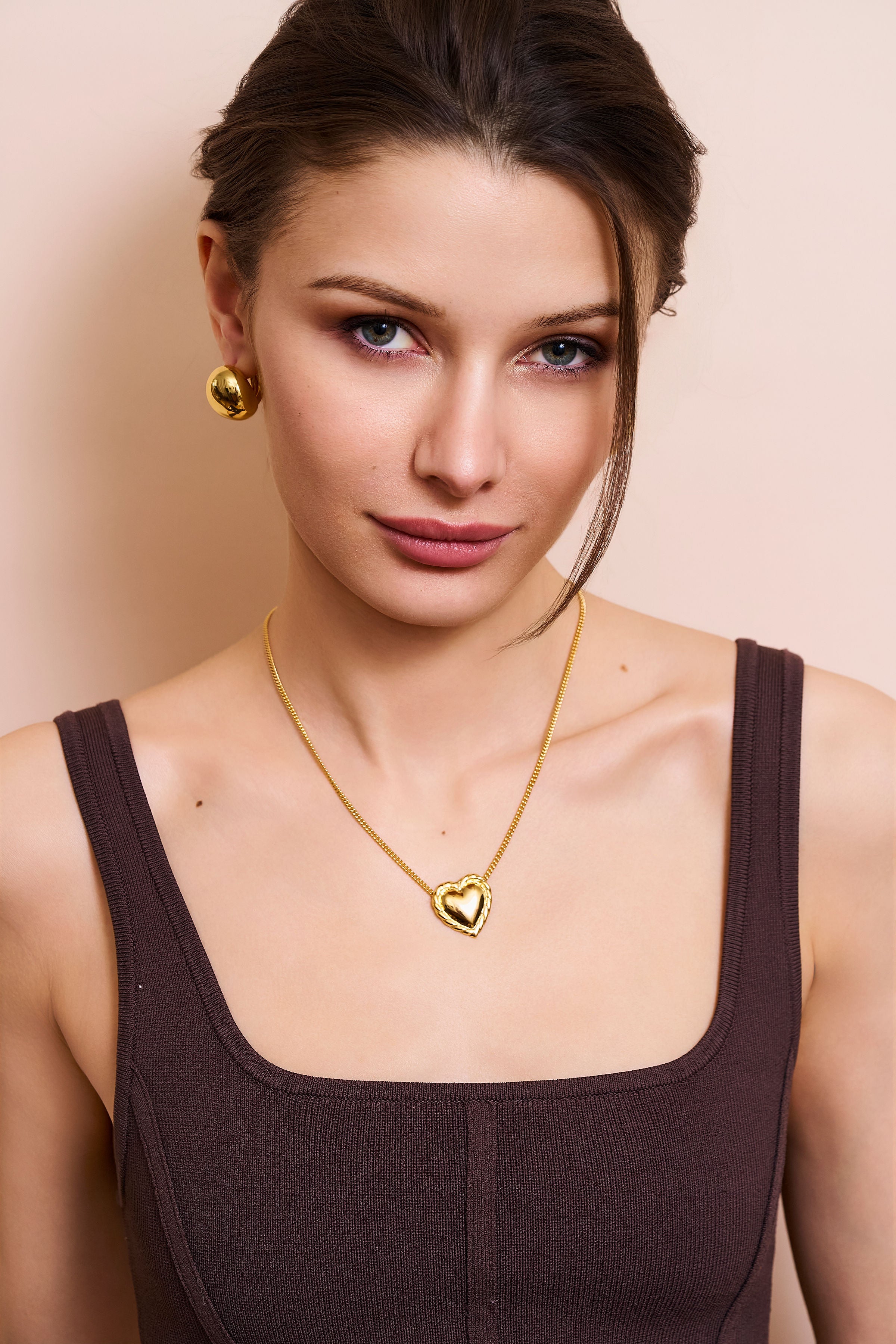 Gold Domed Pierced Earrings