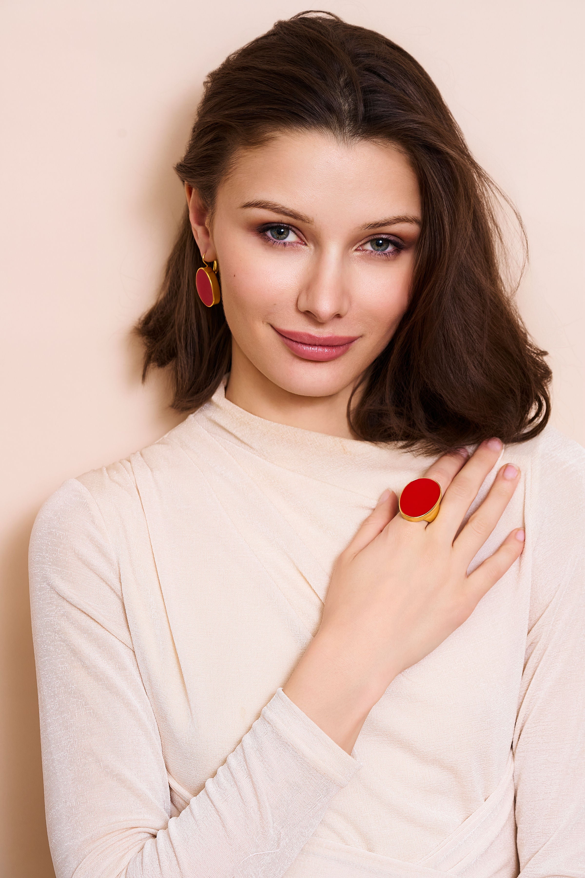 Red Kidney Pierced Earrings