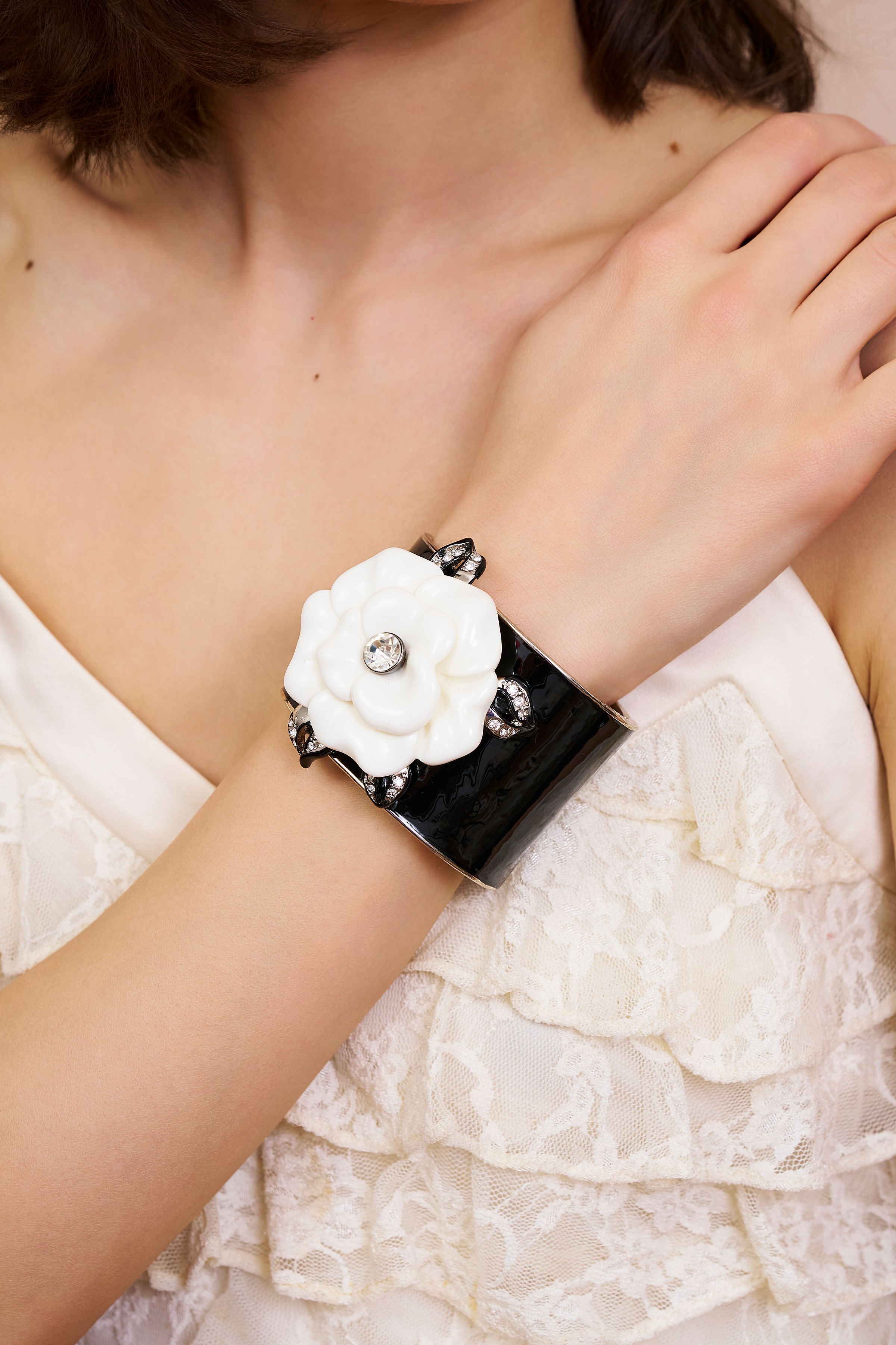 White Flower Cuff Bracelet